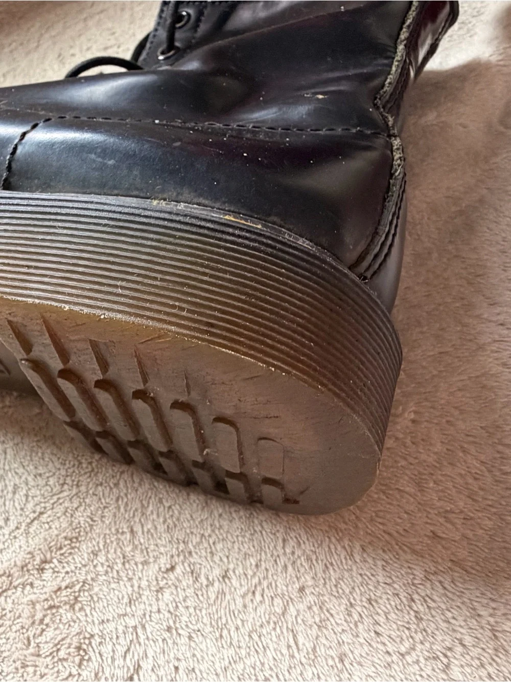 Dr. Martens Black Leather Lace-Up Ankle Boots with Yellow Stitching